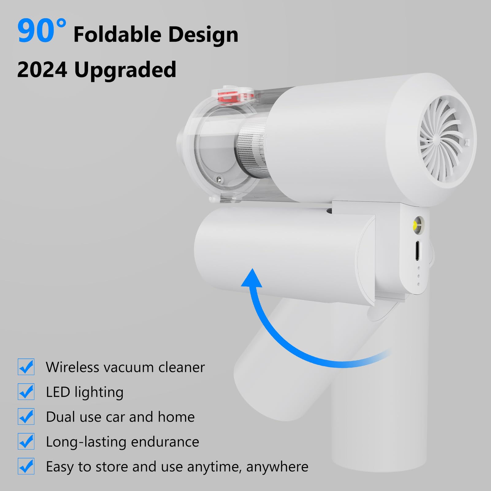 Tkkich Handheld Car Vacuum Cleaner 16000PA Vacuum Cleaner and Air Duster Portable High Power Cordless Multi-Nozzles for Car, Hom